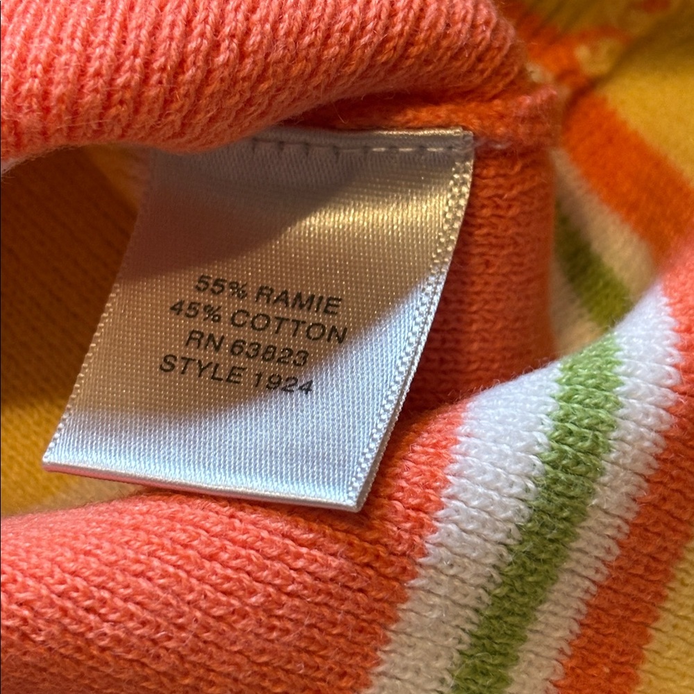 Christopher & Banks Yellow, Green, and Coral Striped Sweater - Picture 3 of 5